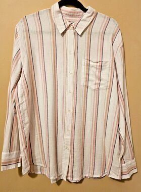 Gap linen blend top womens medium top preppy business casual button down